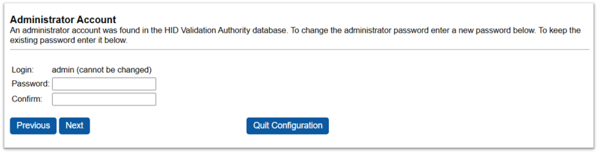 Configuring the Admin Account