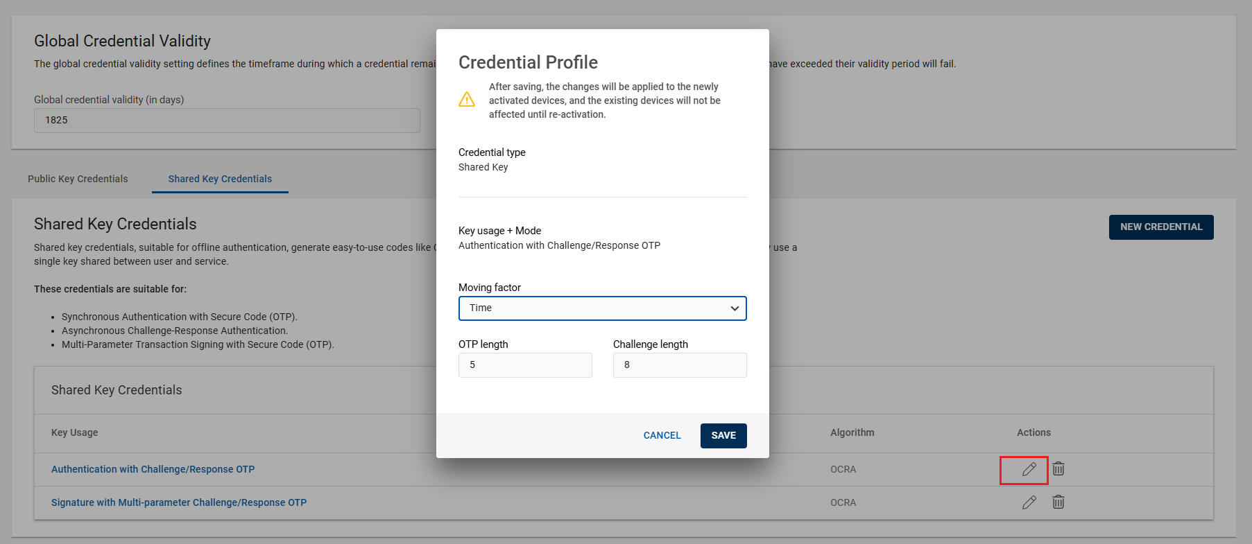 Editing Credential Profiles