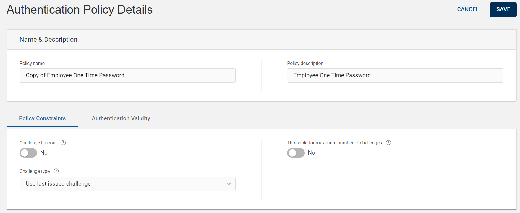 Configuring OTP Authentication Policies