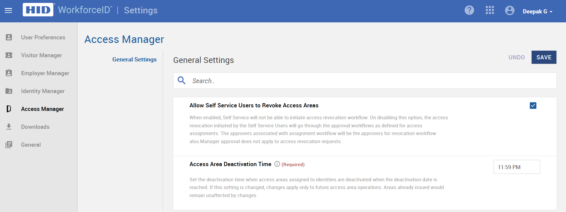 Configure access area related workflows