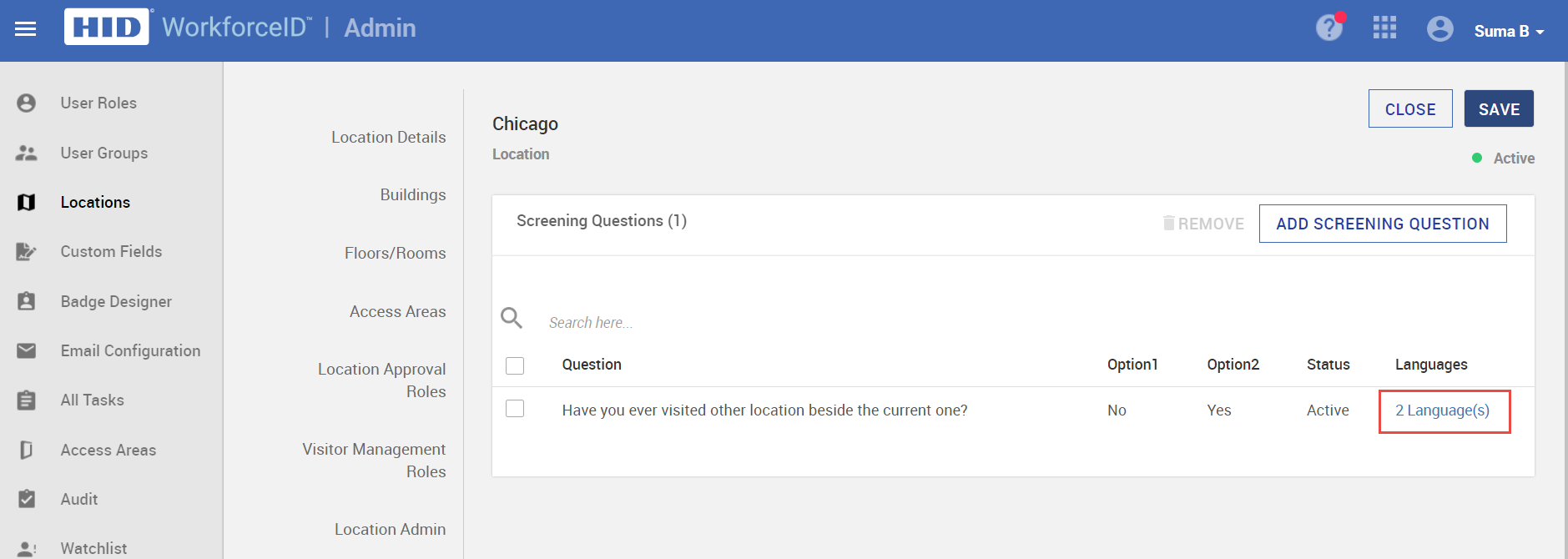 Add multi-language for Screening Questions